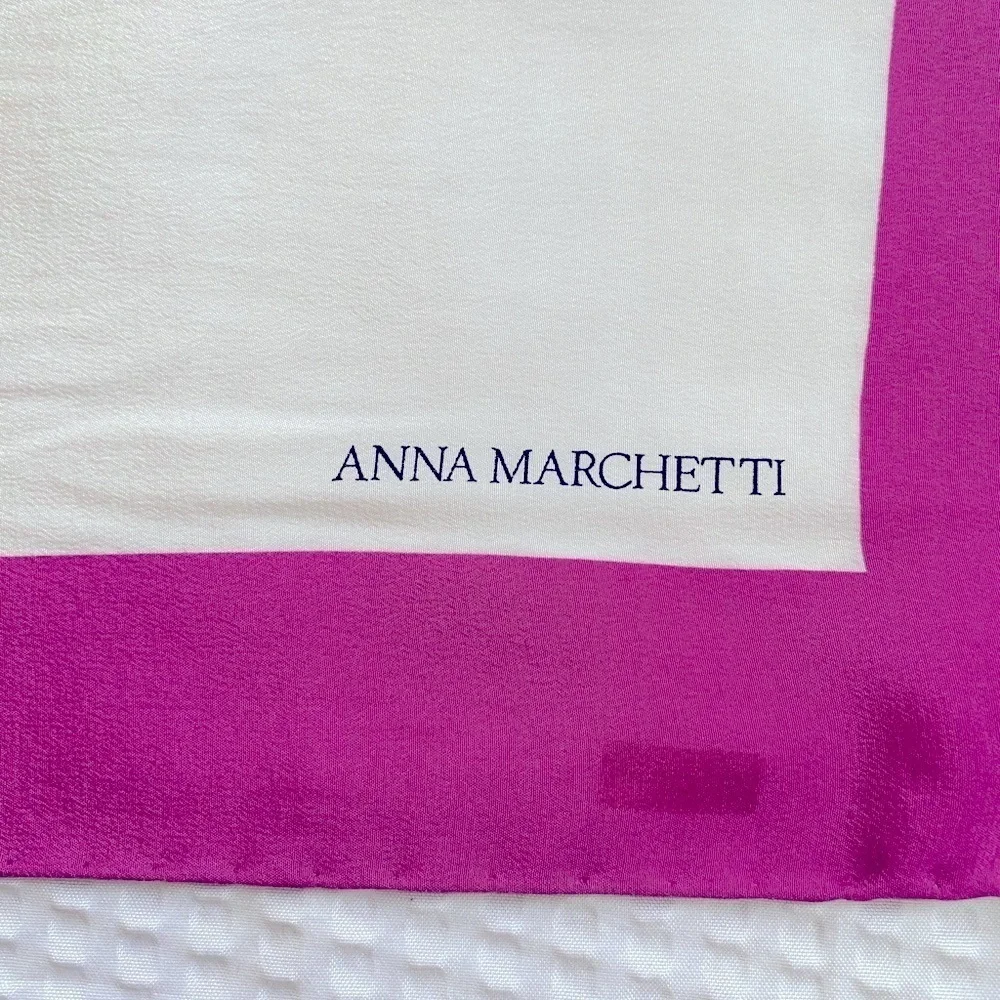 Anna Marchetti Silk Floral Scarf Black Cream Purple